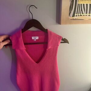 Pink Collared Sleeveless Top
